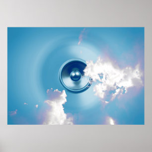 Spinning av musikhögtalare i himlar poster