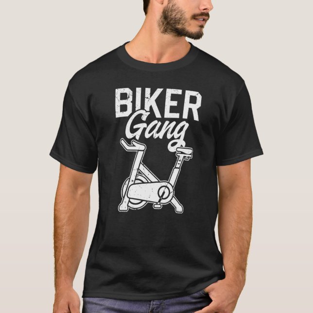Spinning Biker Gang Fitness Gym Indoor Cycling Bik T Shirt (Framsida)