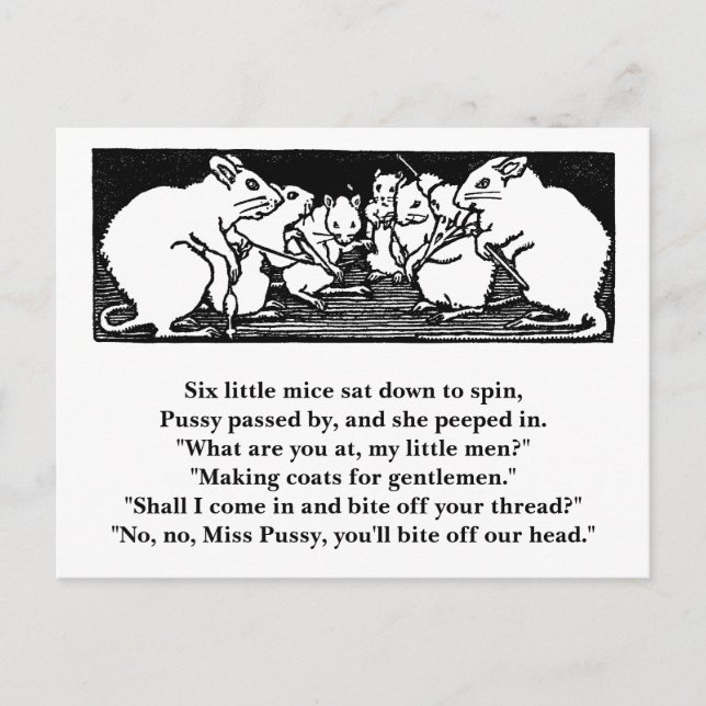Spinning Mice Nursery Rhyme Vykort (Framsida)