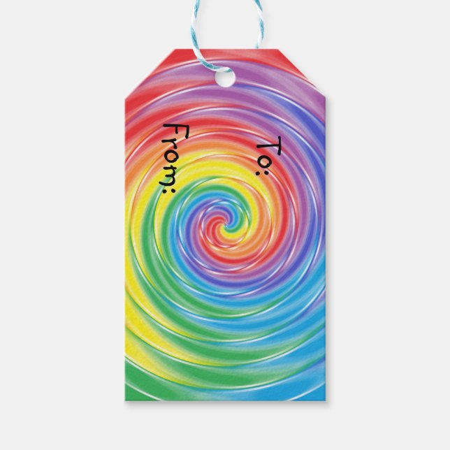 Spinning Rainbow Gift-Märkre Presentetikett (Framsidan)