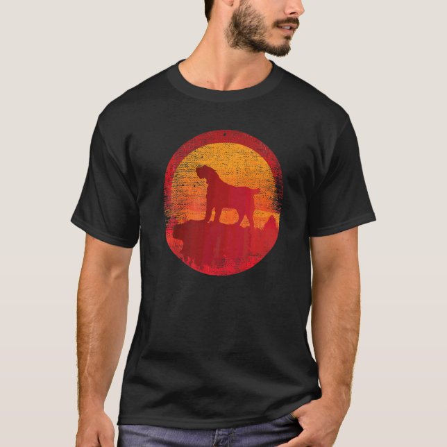 Spinone Italiano Hund Retro Sunset T Shirt (Framsida)
