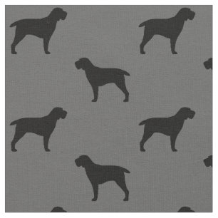 Spinone Italiano Hund Silhouettes Grått och Black Tyg