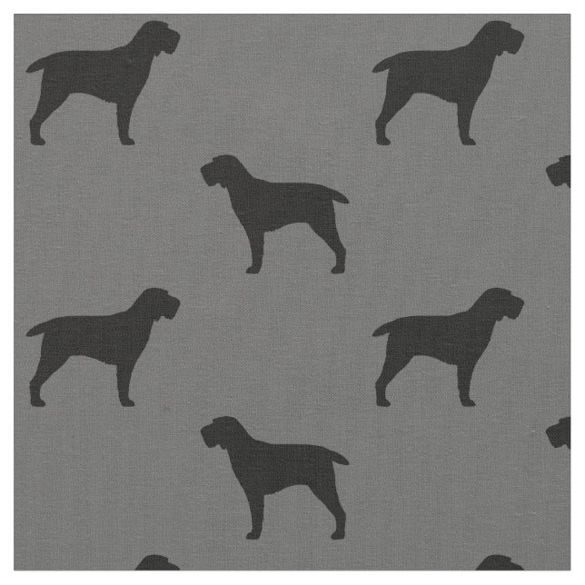Spinone Italiano Hund Silhouettes Grått och Black Tyg (Närbild)