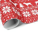 Spinone Italiano Hund Silhouettes jul Röd Presentpapper<br><div class="desc">Röd och vit juldryck i sticka,  stil mönster med Spinone Italiano silhouettes. Upptäck någons helgdag med en speciellare gåva inslagen i den här söta italienska Spinone-designade papprare. Ta en titt på Jenns Doodle World om du vill ha ännu fler festila julaftnar för älskare av många hundraser.</div>