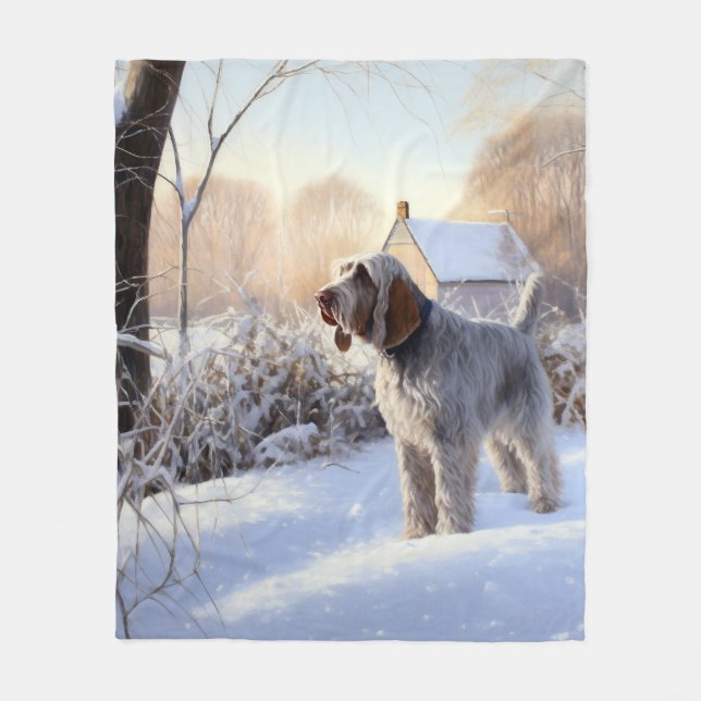 Spinone Italiano Låt det snöa jul Fleecefilt (Framsidan)
