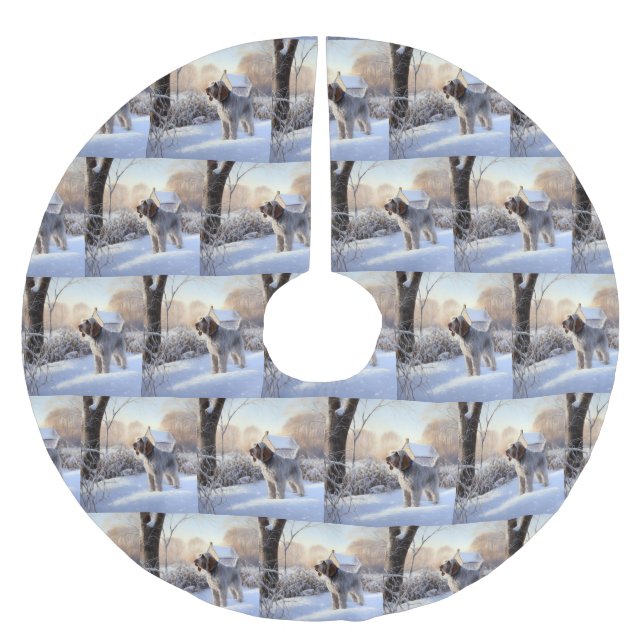 Spinone Italiano Låt det snöa jul Julgransmatta Borstad Polyester (Framsidan)