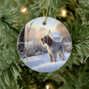 Spinone Italiano Låt det snöa jul Julgransprydnad Keramik