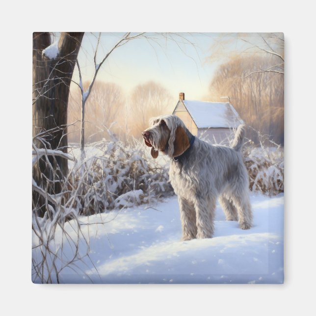 Spinone Italiano Låt det snöa jul Magnet (Framsidan)