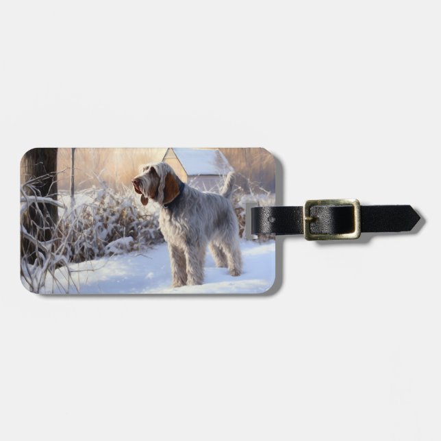 Spinone Italiano Let It Snow Jul Bagagebricka (Horisontell Framsida)