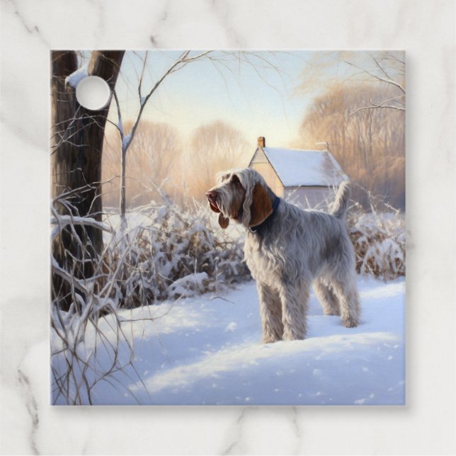 Spinone Italiano Let It Snow Jul Gåvor Etiketter (Framsida)