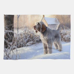 Spinone Italiano Let It Snow Jul Kökshandduk