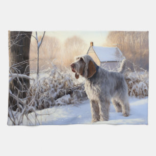 Spinone Italiano Let It Snow Jul Kökshandduk