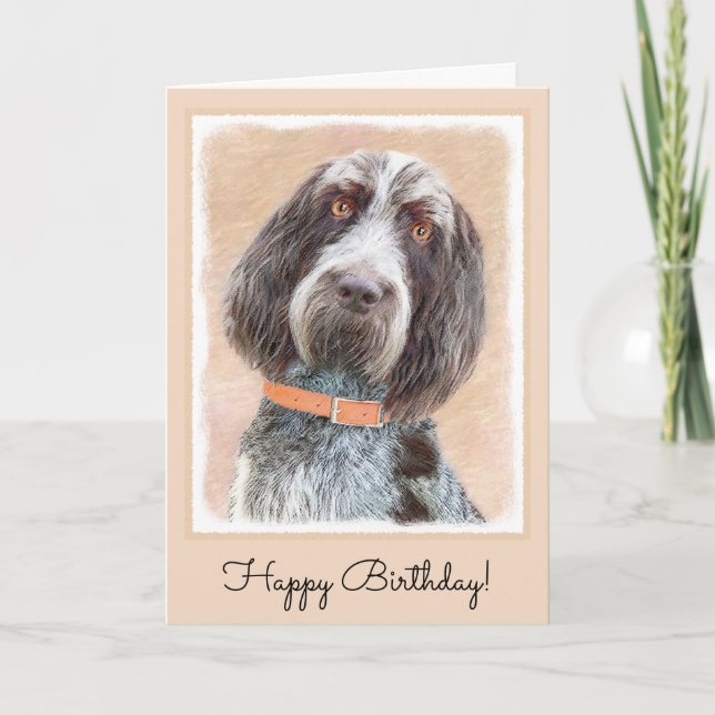 Spinone Italiano-målning - Cute Original Hund Art Kort (Framsida)