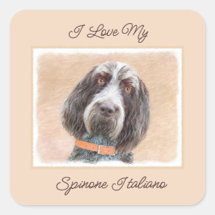 Spinone Italiano Painting - Cute Original Hund Art Fyrkantigt Klistermärke