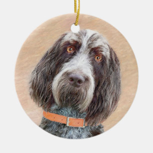 Spinone Italiano Painting - Cute Original Hund Art Julgransprydnad Keramik