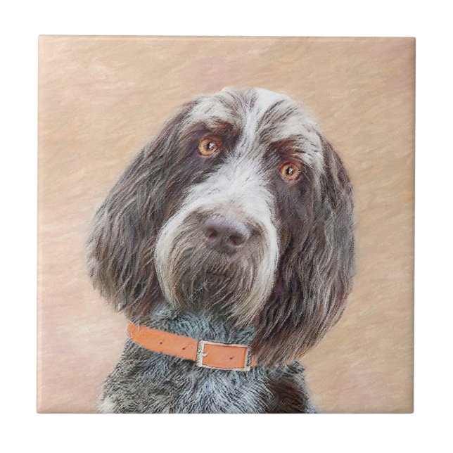 Spinone Italiano Painting - Cute Original Hund Art Kakelplatta (Framsidan)