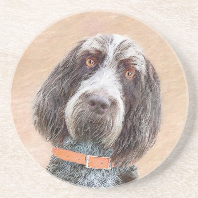 Spinone Italiano Painting - Cute Original Hund Art Underlägg (Framsidan)