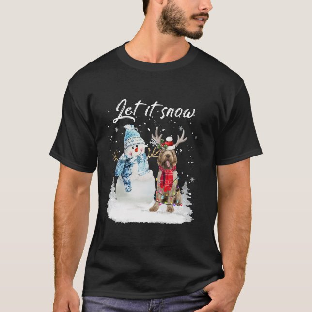 Spinone Italiano Santa Dog Christmas Snowman Xmas  T Shirt (Framsida)