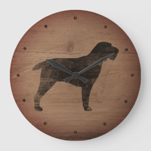 Spinone Italiano Silhouette Rustic Stor Klocka