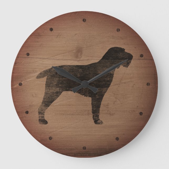 Spinone Italiano Silhouette Rustic Stor Klocka (Framsida)