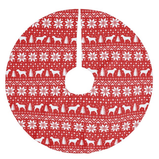 Spinone Italiano Silhouettes jul Mönster Red Julgransmatta Borstad Polyester (Framsidan)