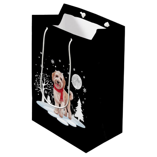 Spinone Italiano under månljus snö jul  (Framsidan Vinklad)