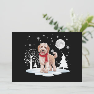 Spinone Italiano under månljus snö jul Julkort
