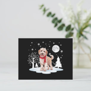 Spinone Italiano Under Månsken Snö Jul Helg Vykort