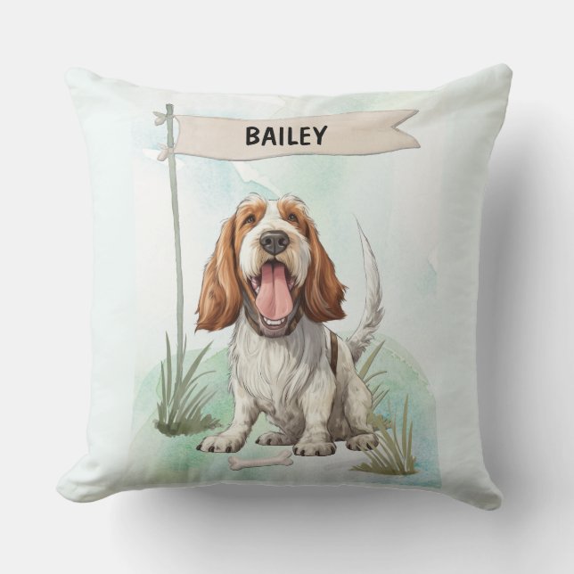 Spinone Italiano Watercolor Personalized Dog Kudde (Framsida)