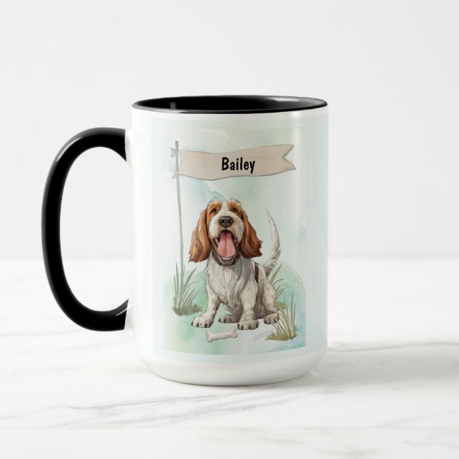 Spinone Italiano Watercolor Personalized Dog Mugg (Vänster)