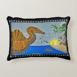 Spinosaurus Beach Throw Pillow Black Pillow Prydnadskudde