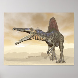 Spinosaurus dinosauaur i öknen - 3D-rendering Poster