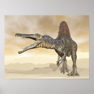 Spinosaurus dinosaur i öknen - 3D framför Poster