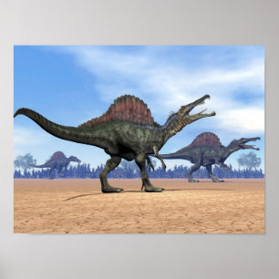 Spinosaurus dinosaurs går - 3D framför Poster