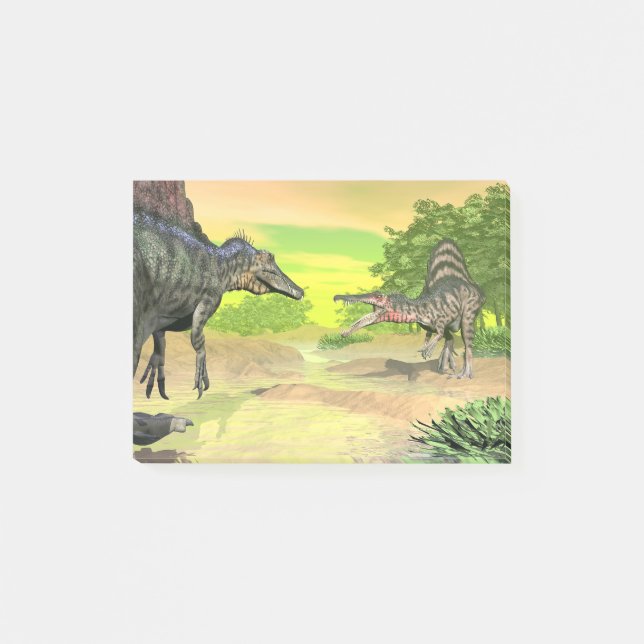 Spinosaurus dinosaursslagsmål - 3D framför Post-it Block (Framsida)