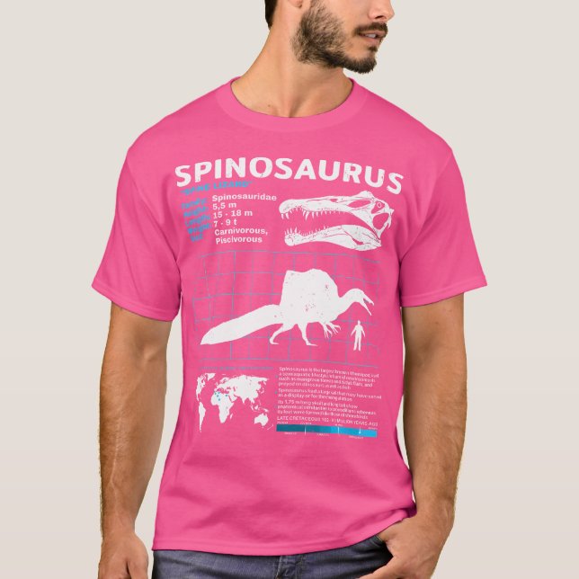 Spinosaurus Fact Lakan Dinosaur Facts T Shirt (Framsida)