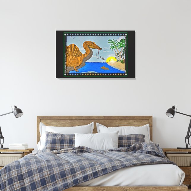 Spinosaurus Film Reel Dinosaur Canvas Print (Insitu (sovrum))
