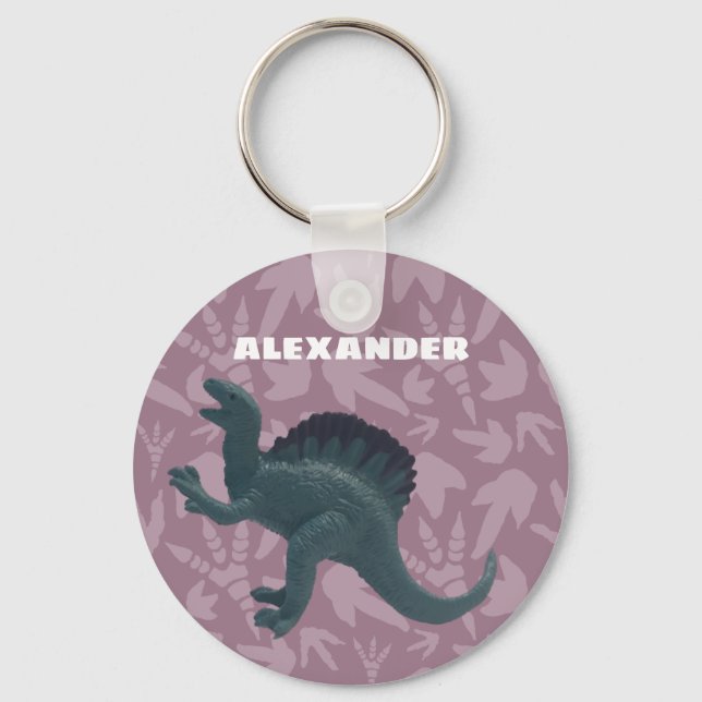 Spinosaurus Leksak Dinosaur Teal och Lila Nyckelring (Framsida)