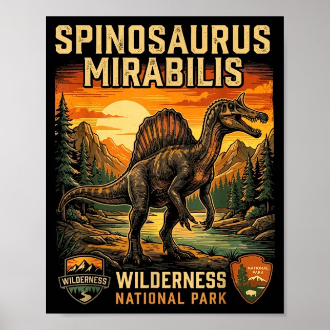 Spinosaurus mirabilis ny förhistorisk dinosaurie poster (Framsidan)