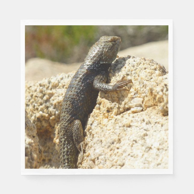 Spiny Lizard med gult vid Joshua Träd Pappersservett (Framsidan)