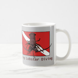 Spiny Lobster Diving med Red Diver Down Flagga URM Kaffemugg
