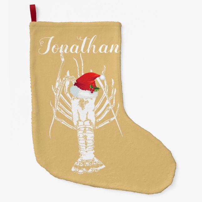 Spiny Lobster med Santa Hat Stocking Stor Julstrumpa (Framsidan)