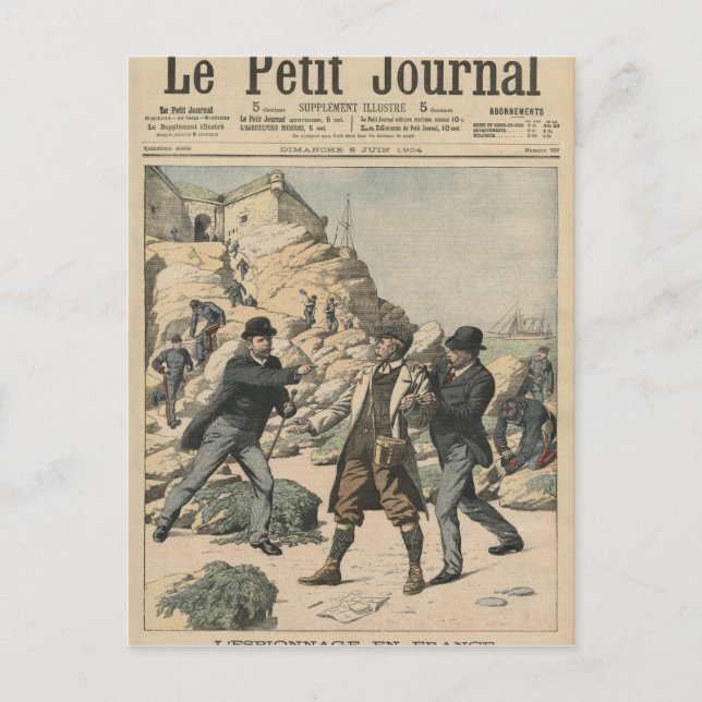 Spionage in Frankrike Arrest av en engelsk överste Vykort (Framsida)