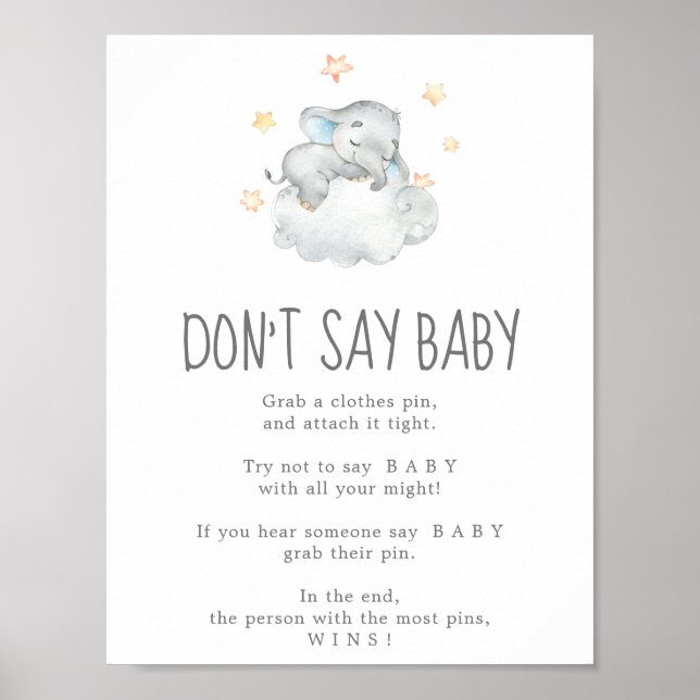 Spipa lilla elefantpojken Säg inte Baby Game Poster (Framsidan)