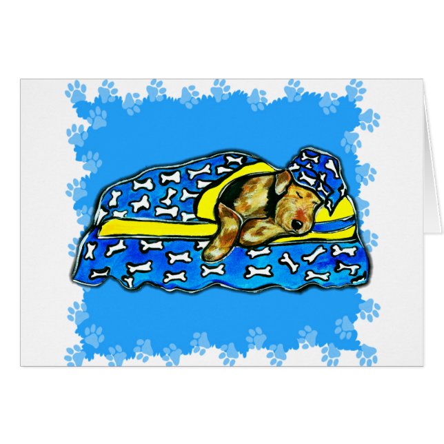 Spipande Airedale Hälsningskort (Framsidan Horizontal)