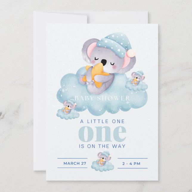 Spipande Baby Koala Boy Shower-inbjudan Inbjudningar (Framsida)