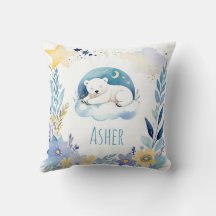 Spipande Baby Polar Bear Boho Namn Nursery Pillow