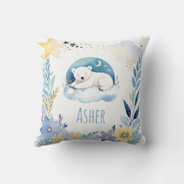 Spipande Baby Polar Bear Boho Namn Nursery Pillow Kudde