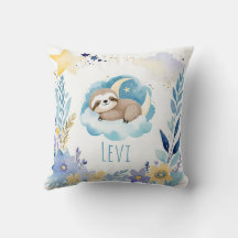 Spipande Baby Sloth Boho Namn Nursery Pillow