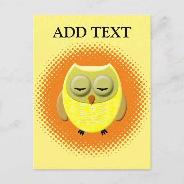 Spipande Baby Uggla Tecknad Vykort (Framsida)